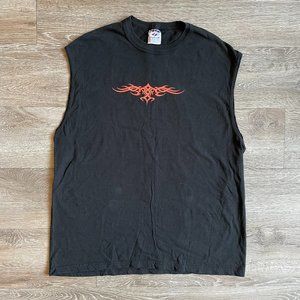 Flame tribal biker black muscle tank | Black muscle tee | Moto Sleeveless flame